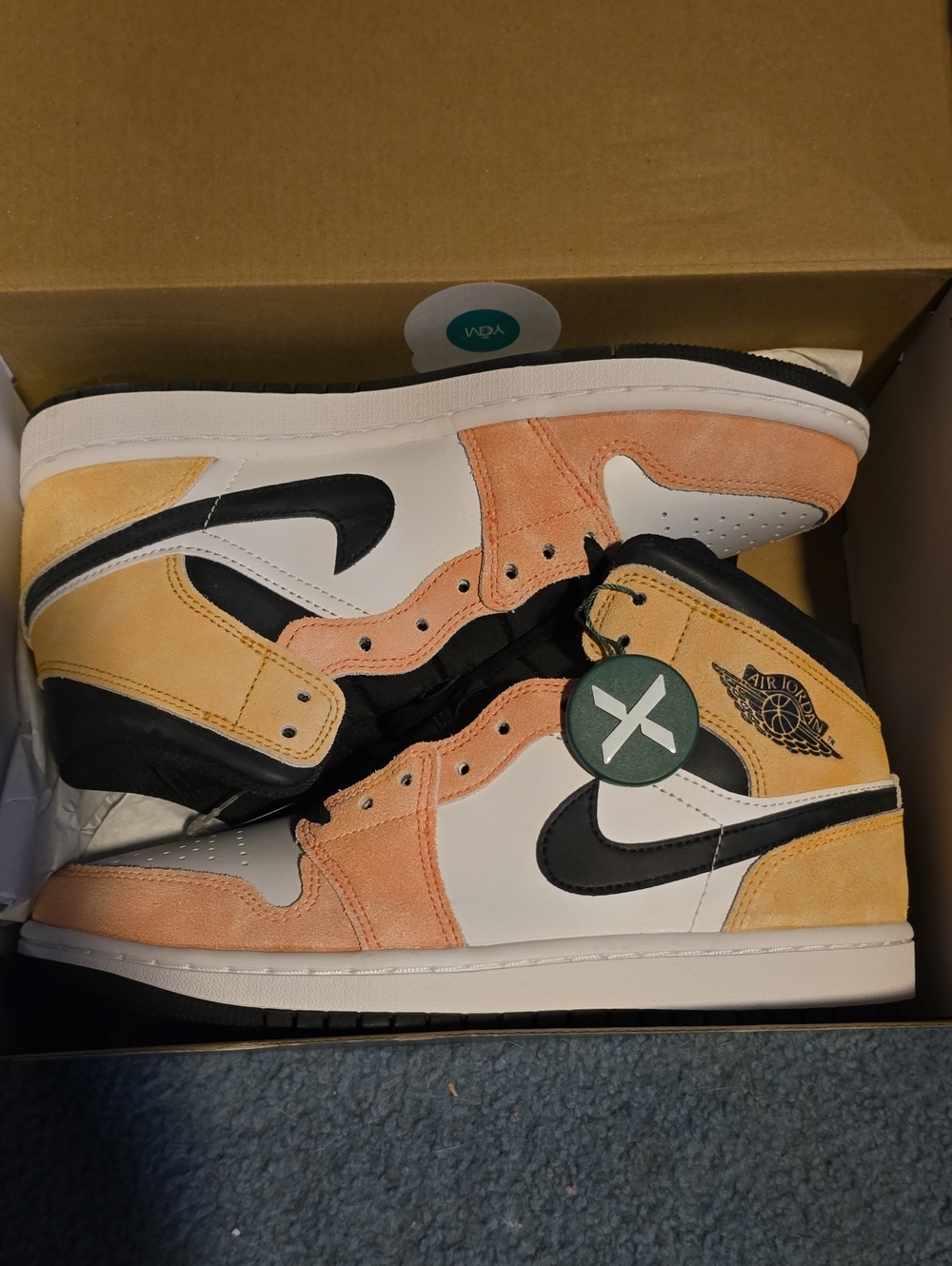 Jordan Men's High-Top Sneakers in Peach, Yellow & Black
